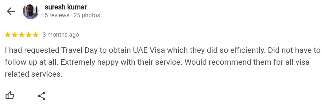 Trawellday Dubai visa Reviews