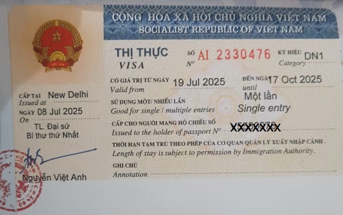 Vietnam DN1 Visa Sample